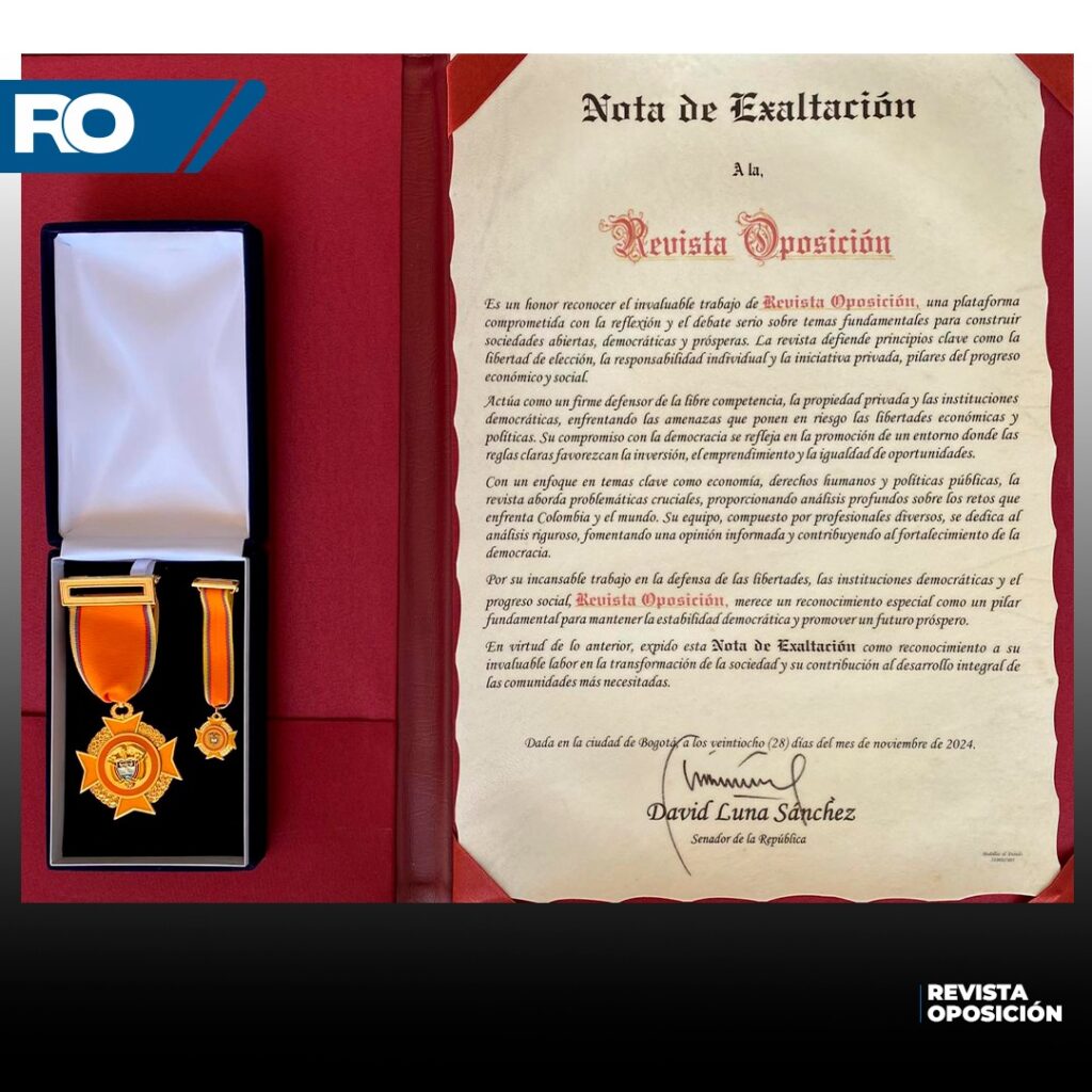 Revista Oposición recibe nota de exaltación del senador David Luna por su trabajo en la defensa de las libertades 3 WhatsApp Image 2025 01 23 at 17.48.42