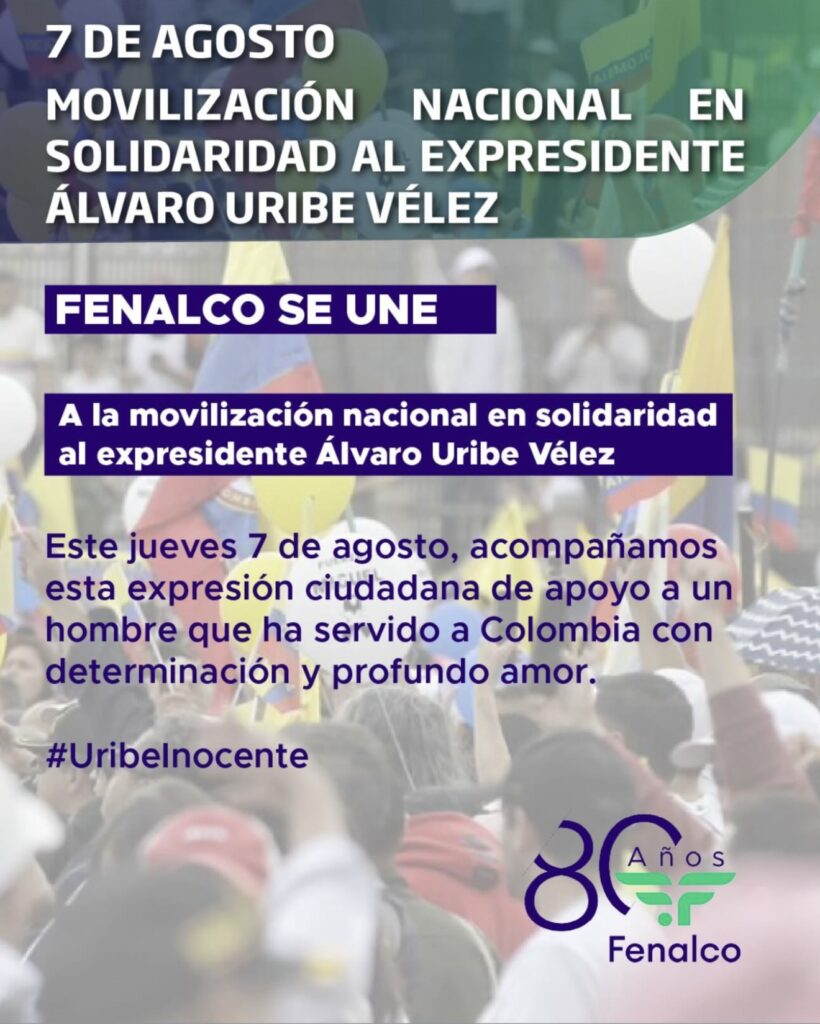FENALCO respalda movilización del 7 de agosto en solidaridad con Álvaro Uribe Vélez 3 IMG 2132