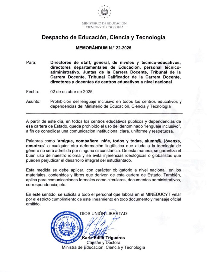Nayib Bukele prohíbe el “lenguaje inclusivo” en todos los centros educativos de El Salvador 3 image